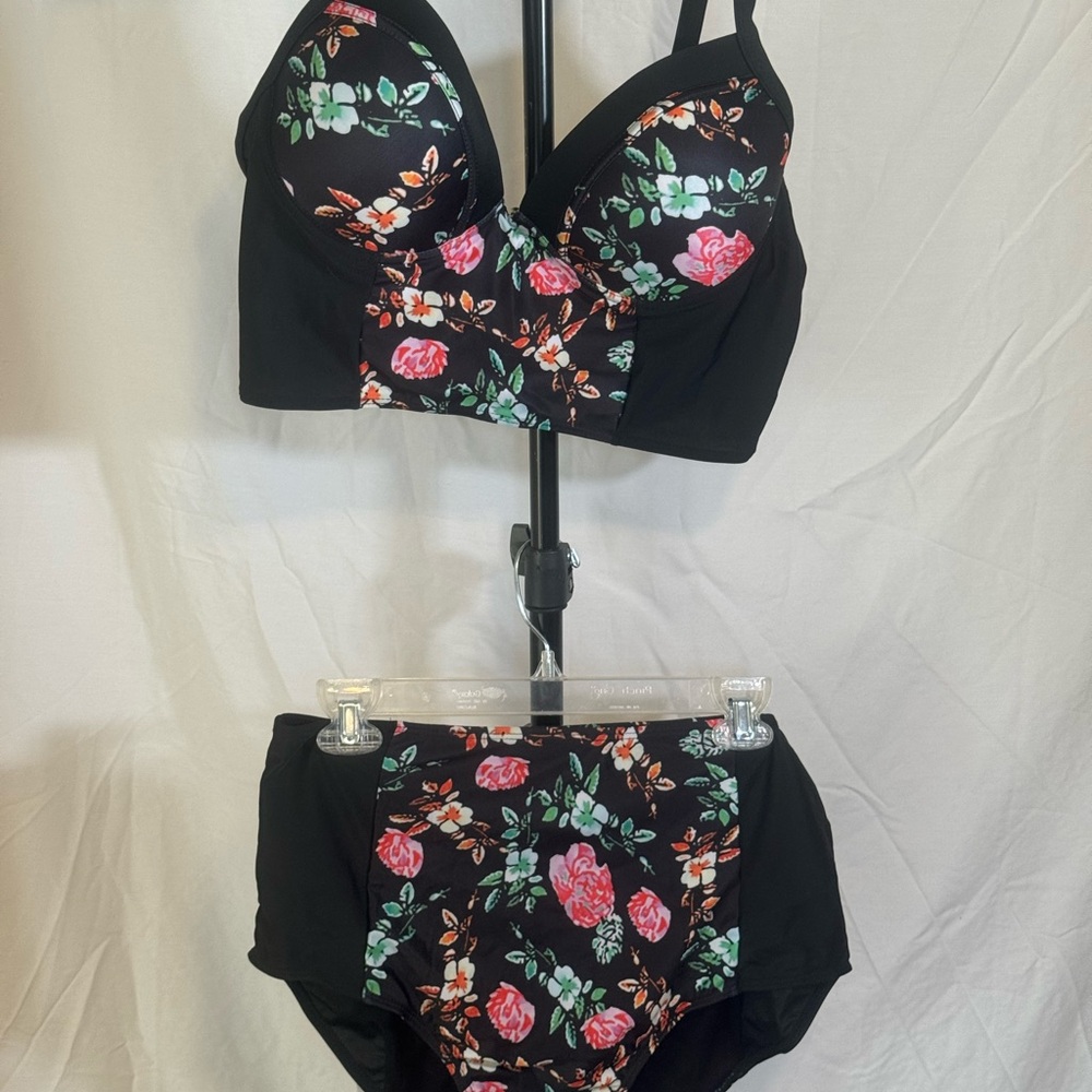 Floral Black Bikini Set